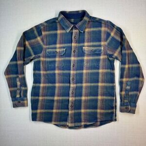 Orvis Mens Heavy Flannel Shirt Jacket Shacket Pockets Plaid Size Small